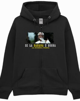 Felpa con Cappuccio Se la Banana è buona la scimmia torna Zip Unisex Premium
